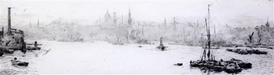 William Lionel Wyllie (1851-1931) London from Lime House, 1922 4 x 13.75in.
